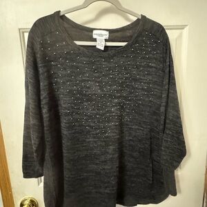 Rebecca Malone Dark Gray Studded Sweatshirt